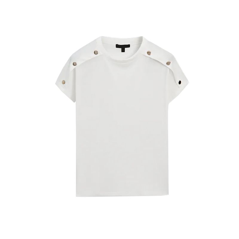 MD Spring New Arrival Women's Clothing Fashion Casual British Style Drop-Shoulder Sleeve Round Neck Short Sleeve T-shirt Top 6896753