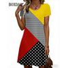 Summer New Women's Dresses 3D Striped Polka Dot Simple Printed Short Sleeve Dress Casual Fashion Plus Size Woman's Clothing
