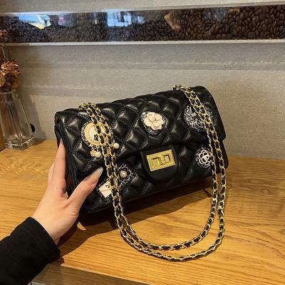 Geantă de damă Nouă Modă Insignă Lanț Geantă Pătrată Mică, Geantă de Umăr Stil Mic Parfumat High-end