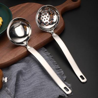 Soup Ladle Metal SUS304 Stainless Steel Ladles Spoon And Slotted Colander Spoon Set Small Soup Ladle With Holes Strainer Scoop Ladles
