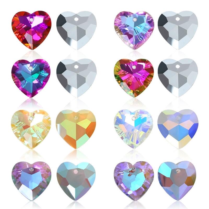 Crystal Austria 6432 Heart Cut Pendants Loose Rhinestone Charms Glass Jewelry Gems Stones for DIY Necklace Jewelry Making 12Pcs
