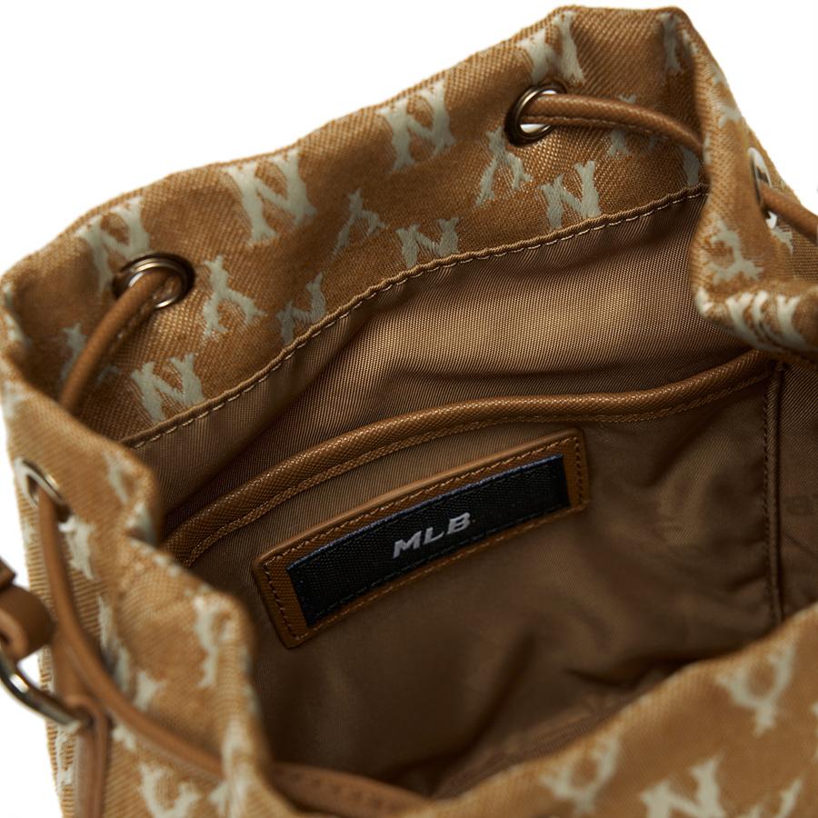 Mlb Monogram Jacquard Bucket Bag Ny (Beige)