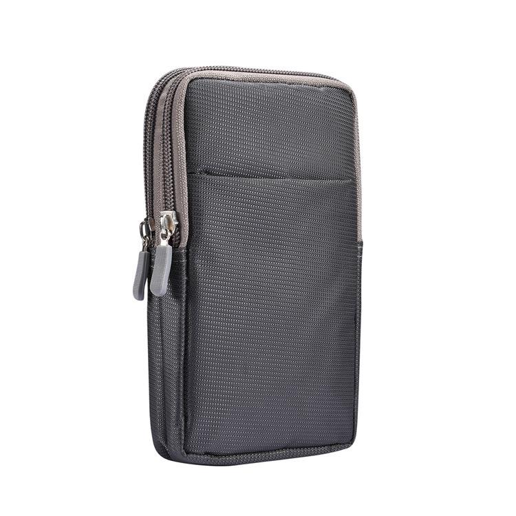 Nylon Mobile Phone Waist Bag with Double Zippers for Men