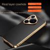 First Layer of Cowhide Lychee Texture Electroplated Frame Case For Huawei Pura 80 Ultra 70 Pro P60 P50 Mate 70 Pro + 60 50 Cover