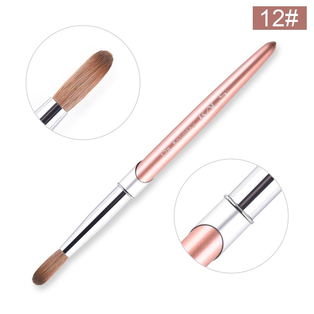 Kolinsky Nails Art Pinsel für Acryl, UV-Gel, Verlängerung, gewellter Kopf, Roségold-Metallgriff, DIY-Malerei, Zeichnung, Schnitzstift