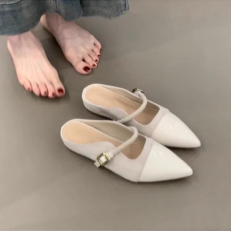 Fashion Shoes Shallow On A Wedge Cover Toe Ladies' Slippers Soft Pointed Slides Shoes On A Wedge Ladies' Slippers Shallow Pointed Toe So
