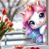 Dreamy Unicorn Gazing Into the Distance Static Cling Window Stickers, Removable Self-Adhesive PVC Decals for Kids Room Bedroom Glass Door Decoration