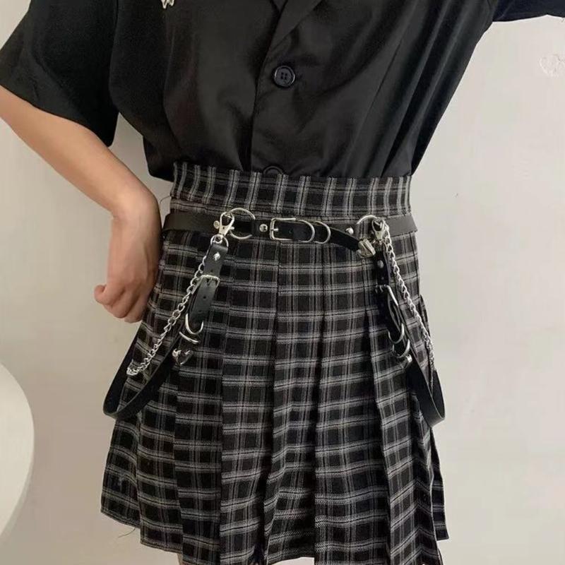Punk Leather Waist Chain Belt Layered Ring Belly Chains Dance Body Accessories for Women and Girls