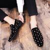 European Station foot loafers abrasive leather studded low top rivets pointed leather shoes for men 46 47 plus size