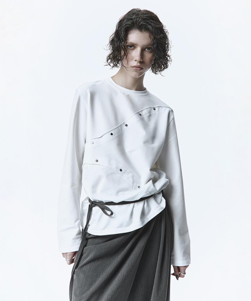 Teulimingbeodeu Curved Rivet Long Sleeve [ White ]