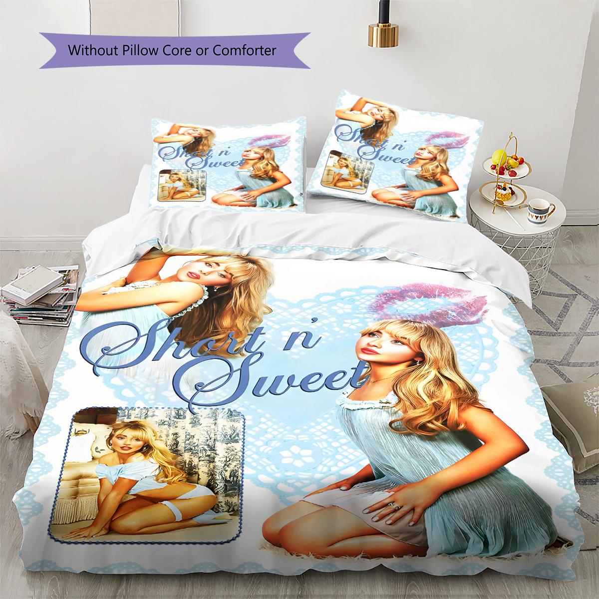 

Sabrina Carpenter Pattern Bedding,Quilt Set Quilt Cover Pillowcase Home Birthday Gift (1 * duvet cover + 2 * pillowcase, without core) 140x200cm