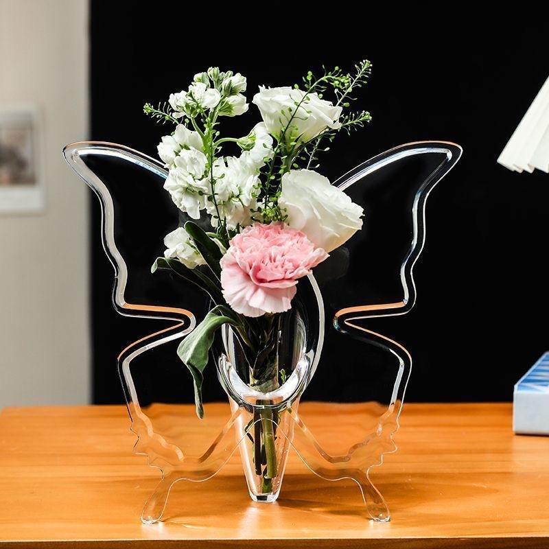 Vlinder Bloemenvaas - Heldere Acryl Vaas Voor Bloemen, Moderne Kunst Vazen Voor Woondecoratie, Decoratieve Vazen Voor Bureaus Boekenkast