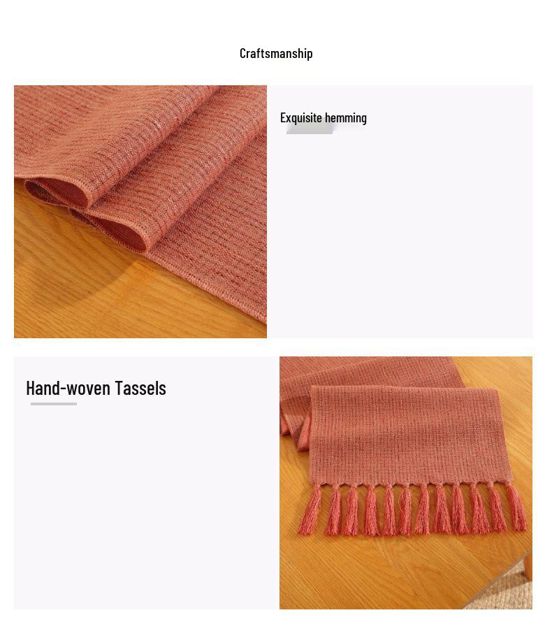 Light Luxury Handmade Tassel Table Runner - Solid Color Tea Mat/Table Flag for Home