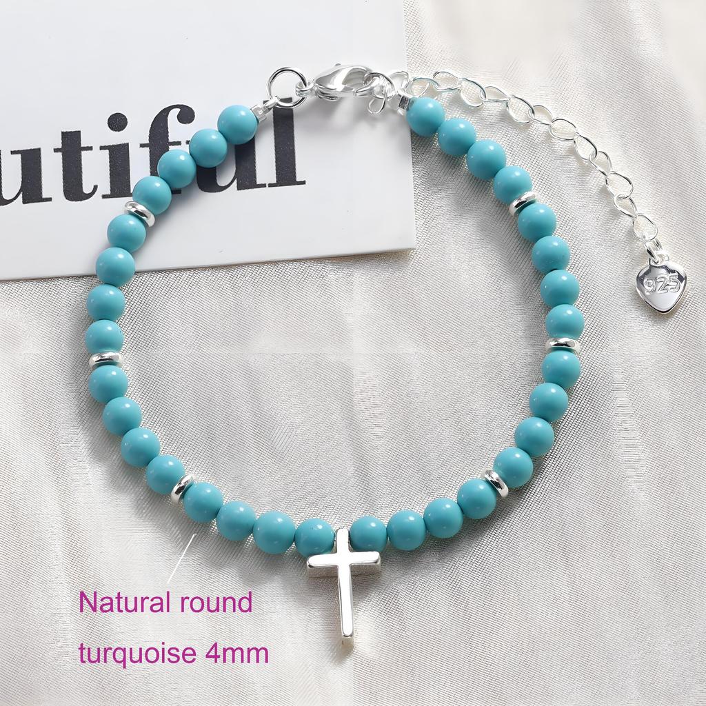 925 Silver Geometric Square Round Bead Bracelet For Women Personality Temperament Simple Hand Jewelry Party