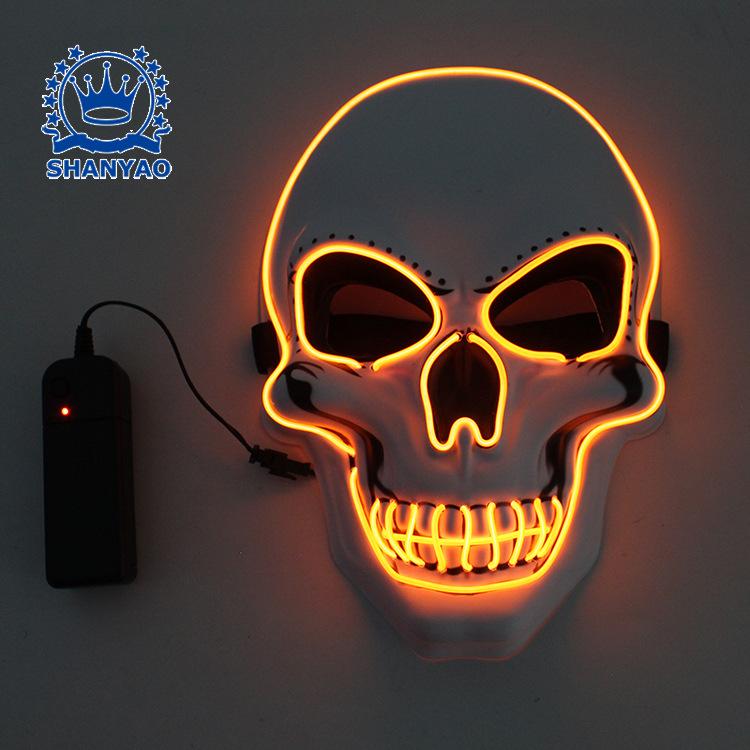 2022 Halloween Party Mask Skull Led Cool Mask Glowing Scary El Wire Mask Light Up Cosplay Mask Costume Party Supplies