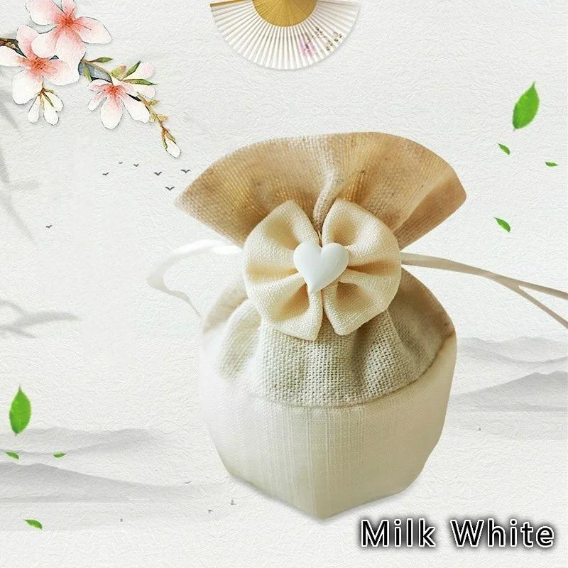 10pcs Christmas Gift Bag Round Bottom Bundle Pocket Polyester Drawstring Candy Bag Handmade Canvas Bag