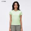 Summer round neck short-sleeved women's sweat-absorbing and breathable sports shirt, slim and thin running fitness yoga clothes