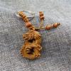 Chinese Style Keychain Peach Wood Zodiac Dragon Carving Pendant Car Key Backpack Decoration Good Luck Amulet