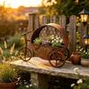 Decorative Bike Flower Pot with Aged-Look Finish, Wheel Base, Open Basket, and Iron Metal Frame for Garden Plant Displays