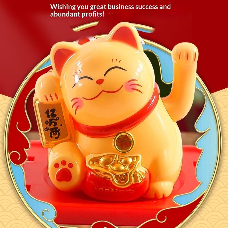 Gatto Portafortuna Solare Che Saluta Automaticamente Gatto Ricco Decorazione Desktop Casa Bancone Cassa Ornamento per Auto