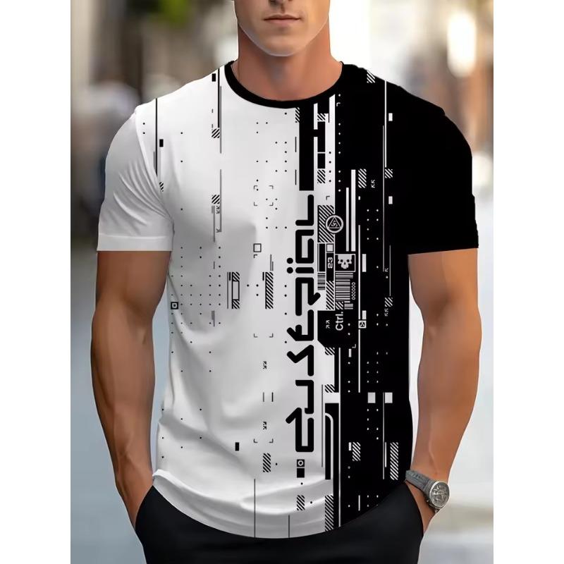 Retro Men's T-shirt 3D Retro Printed Short Sleeved Striped Top Fashionable Oil T-shirt Men's Summer T-shirt Oversized T-shirt