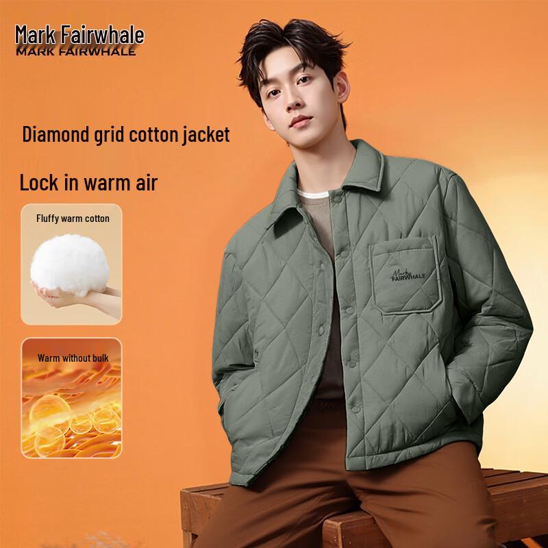 MARK FAIRWHALE Men s Ins Style Padded Turn-down Collar Winter Jacket M