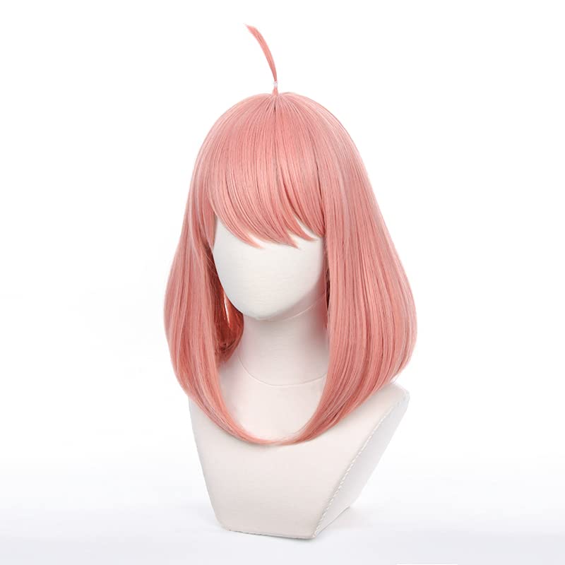 LVMEY Anime Character Anya Cosplay Wig Anya Forger Pink Short Disguise Costume Heat Resistant Wig Cosplay Accessories Wig Halloween Christmas School