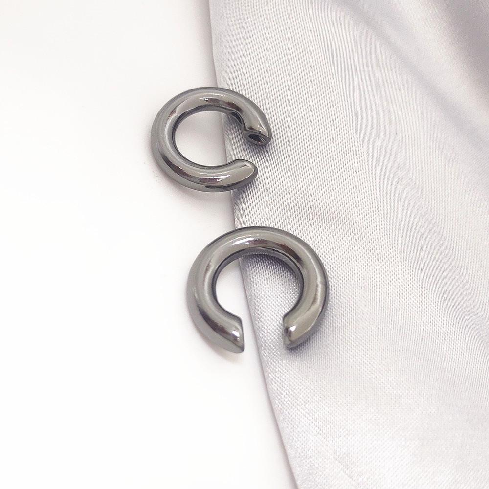 Minimalist Asymmetrical Double Circle C-Shaped Metal Ear Cuff Jewelry