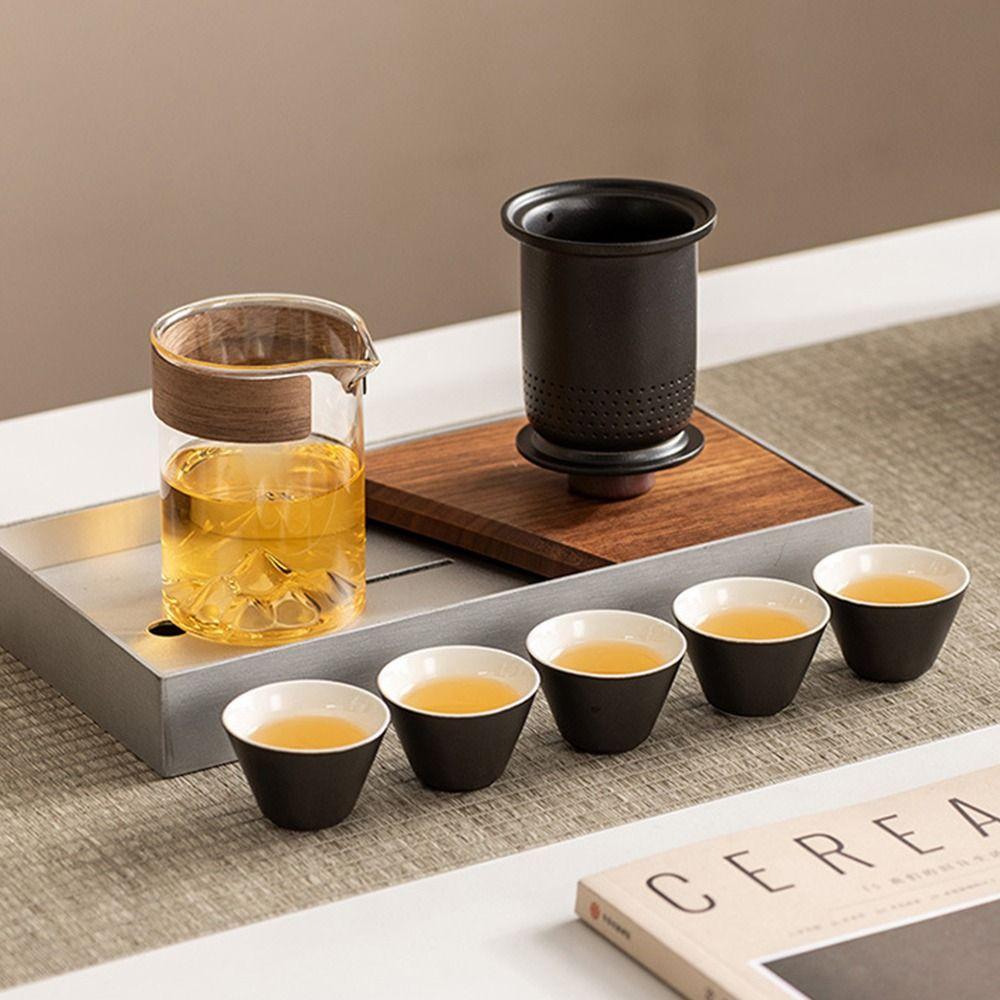 with tea strainer Travel Ceramic Teapots Chinese Style Mini Tea Cup Set  Teas Brewing Utensils
