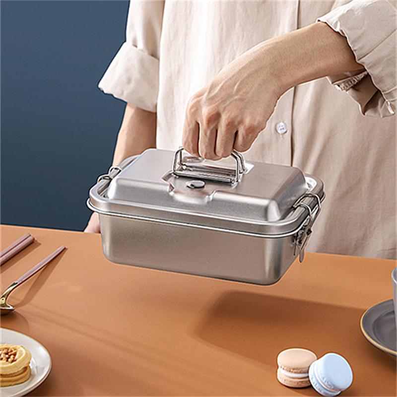 1.8L 304 Stainless Steel Double Layer Lunch Box for Children Leak-proof Microwave Bento Food Storage Containers for Picnics