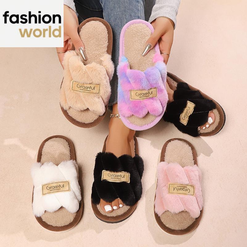 Fluffy Slippers Women's Outer Wear Non-slip Indoor Thick-soled Home Home Furry Confinement Cotton Slippers