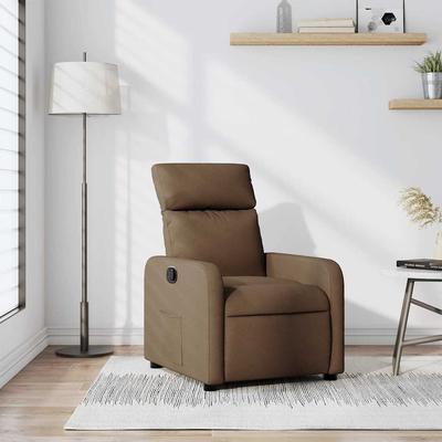Vidaxl Foldable Armchair, Brown, Upholstered In Fabric