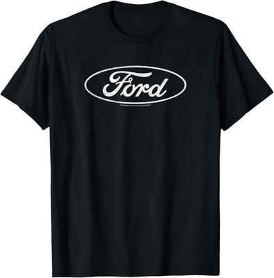 Ford - Distressed White Oval Logo T-Shirt