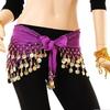 Lady Women Belly Dance Hip Scarf Accessories 3 Row Belt Skirt With Gold Bellydance Tone Coins Waist Chain Wrap Adult Dance Wear