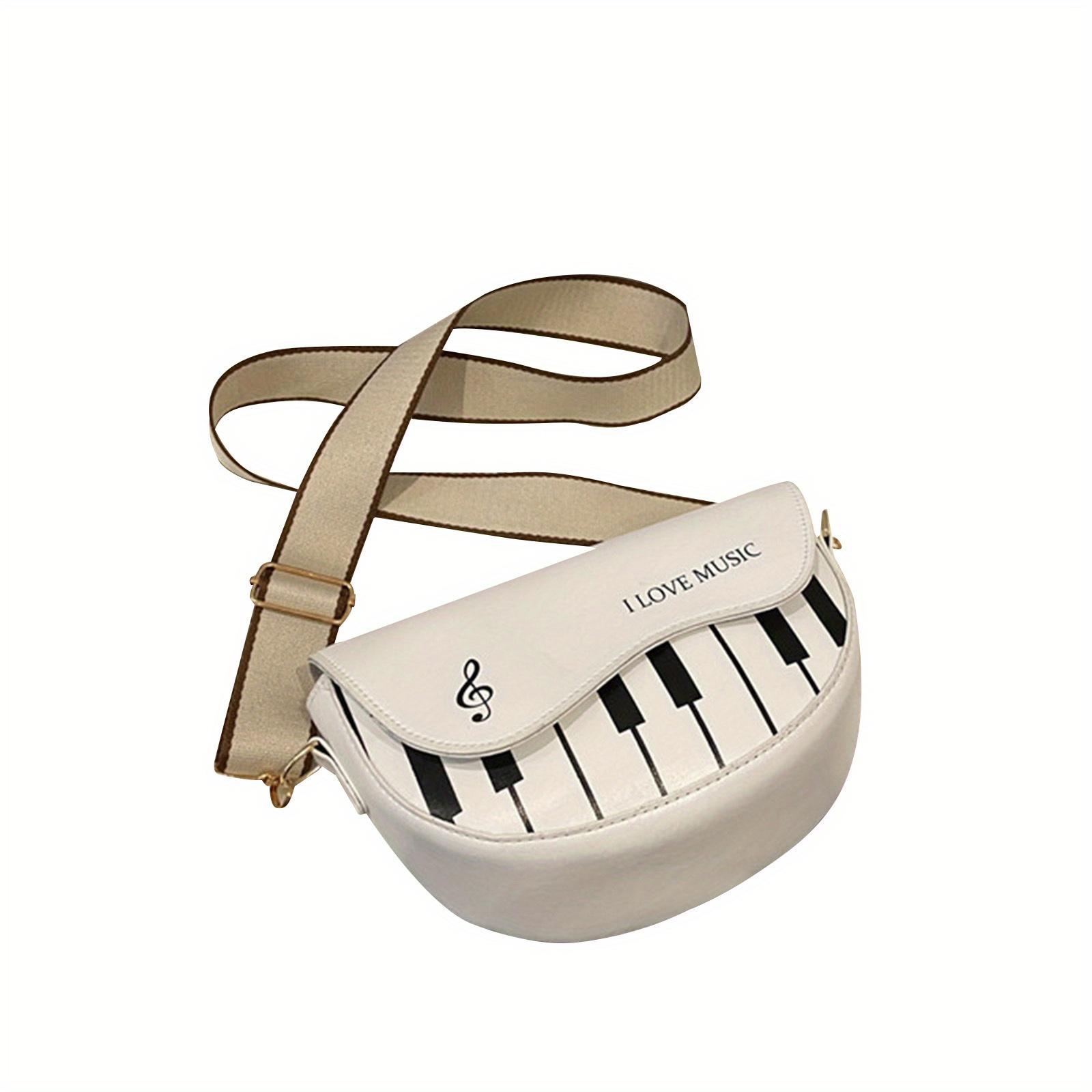 Женская сумка через плечо с treble clef на музыкальную тематику 22*8*15CM белый