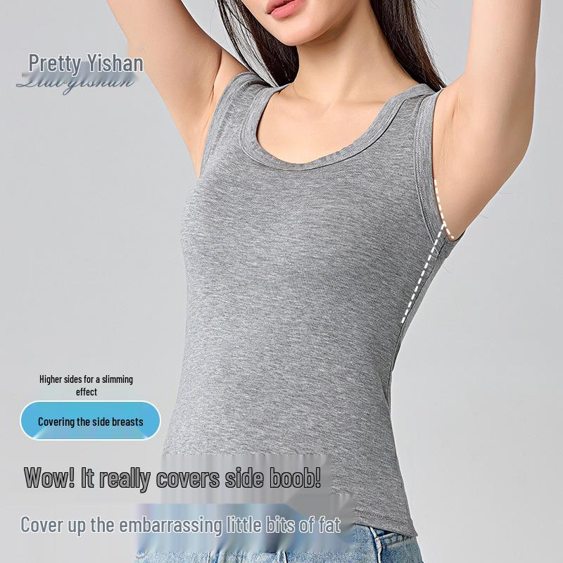 Tencel Lyocell Wide Shoulder Tank Top - Sleeveless, Cool, Skin-friendly, Versatile Base Layer (No Bra Pads).