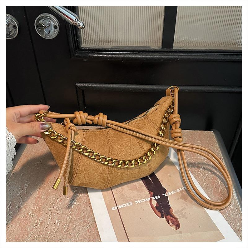 

Suede bag women s large-capacity new autumn and winter niche messenger croissant bag retro dumpling bag коричневый