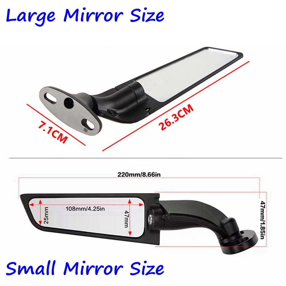 For HONDA Kawasaki Suzuki Yamaha BWM Motorcycle Mirrors Modified Wind Wing Adjustable Rotating Rearview universal
