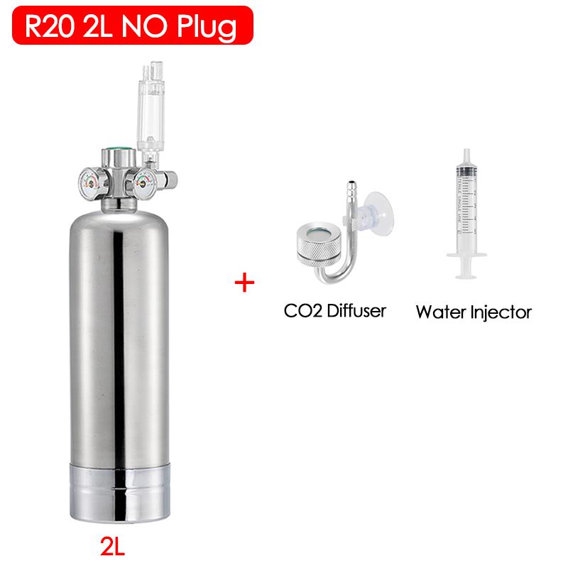 2L Aquarium DIY CO2 Generator System Kit Stainless Steel CO2 Cylinder Generator System Carbon Dioxide Reactor Kit for Plant Fish