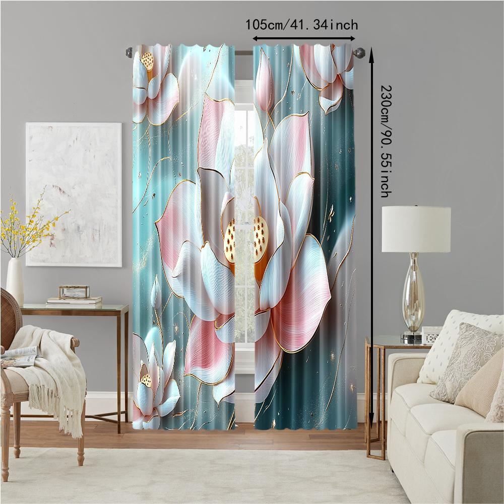 2 pcs   versatile polyester transparent curtains for home decoration Charming Floral for use in bedrooms and living rooms