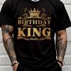 Birthday King Crown Graphic Men's Casual Cotton Crew Neck T-Shirt Summer Party Tee