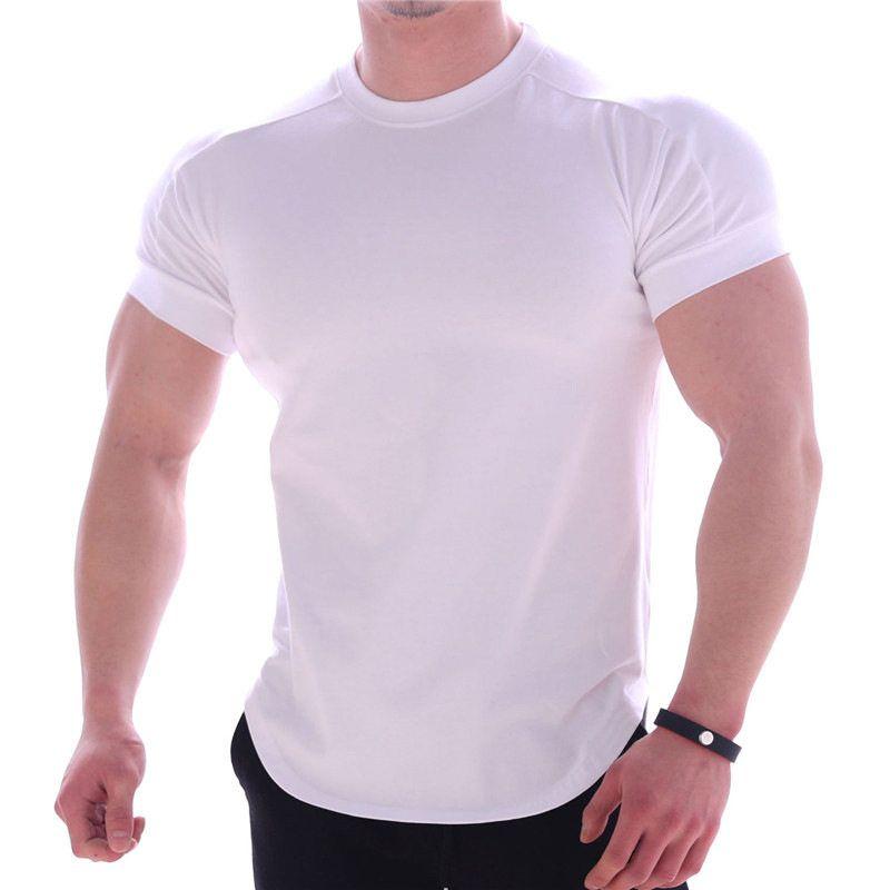Sports T-Shirt Men's Short Sleeve Silm Fashion T-shirt Curved Hem Fitness Trendy Running Quick-Drying Breathable Tops