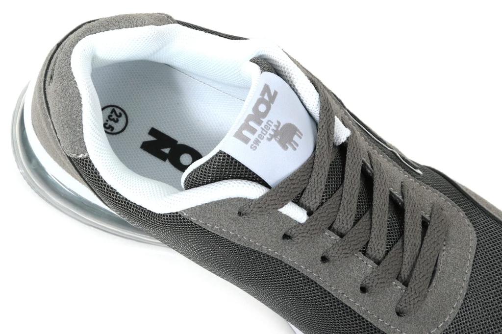 Mozu Sneakers with Air Cushion Sole and Size 23cm Women's Low-Top Mesh, Gray,