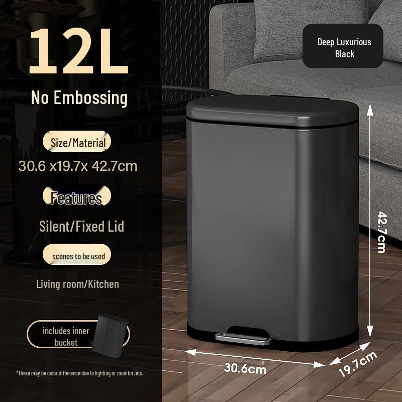 Stainless Steel Soft-Close Foot-Operated Trash Can for Kitchen, Living Room, and Bathroom