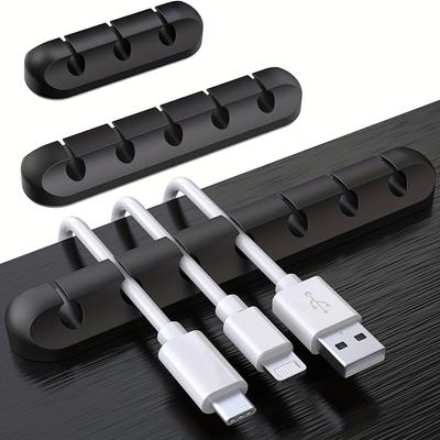 Versatile Silicone Cable Holder Clips 1pc - 3/5/7 Slots for Tidy Cable Management - Self-Adhesive, Durable Organizer for Desktop & Home Use