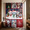 1Pc Christmas Cute Kitten Printed Waterproof Shower Partition Privacy Curtain 12 Hook Multi Size Decoration Machine Washable
