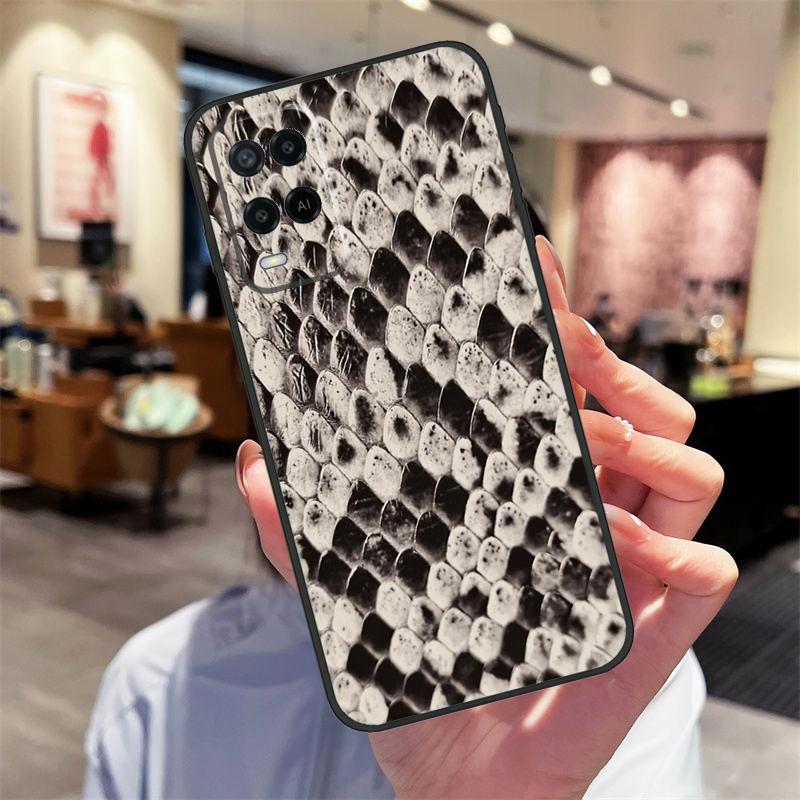 Snake Texture Case For Oppo A94 A54 A40 A60 A80 A98 A78 A18 A38 A58 A16 A76 A96 A17 A77 A74 A57S A15 Cover
