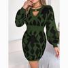 Autumn Fashion Knitted Dress Women Long Lantern Sleeve Sweater Dress Women Winter Slim Fit Sweater Pullover Short Dresses 30282