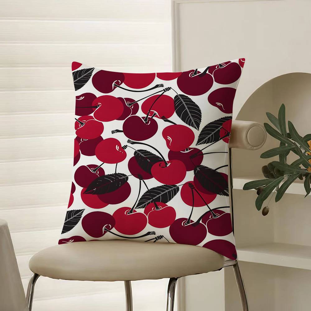 Full Print Pattern of Fruits Pillow Case Comfort Sofa Bed Silky Elegant Invisible Zipper Decorative Cushion Cover