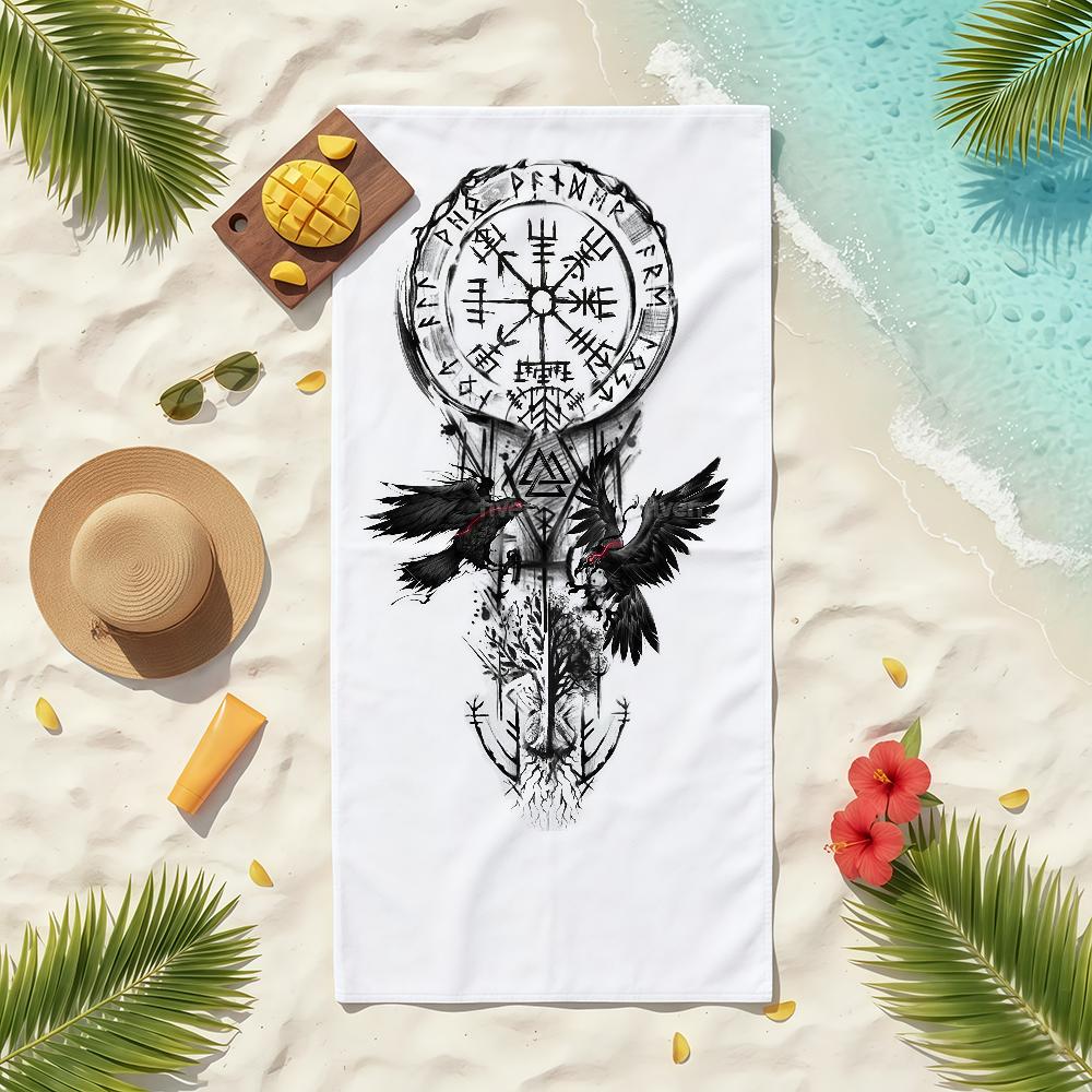 V-Viking V-Vegvisir Handtuch Weich Pool Geschenk Für Reise Fitnessstudio Dusche Camping Schnelltrocknend Sport Strandtücher